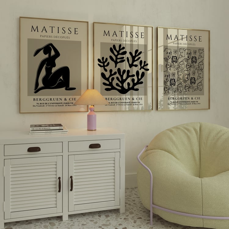matisse inspired wall art, neutral wall art set, set of 3 art prints, abstract gallery wall art, modern minimalist wall decor, beige wall art prints, abstract line art poster, printable wall art bundle, digital download wall art, 24x36 wall art, modern li