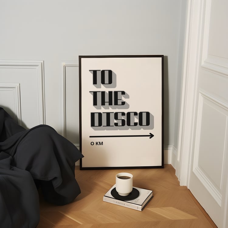 to the disco wall art, disco poster print, retro typography wall art, disco aesthetic decor, modern gallery wall poster, minimalist typography print, disco wall decor, printable wall art, digital download poster, 24x36 wall art, nightlife wall art, statem