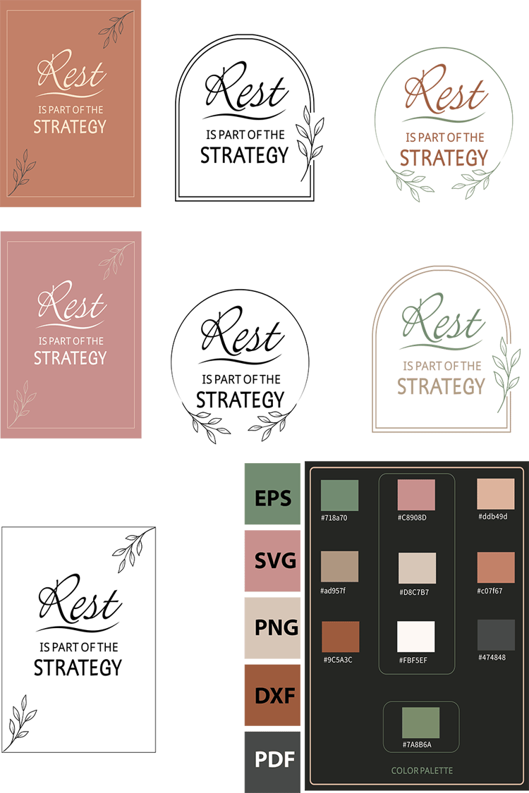 rest is part of the strategy minimal quote design self care wall art modern typography quote wellness quote printable svg quote file eps vector quote cricut quote design motivational minimalist art neutral wall decor mindfulness quote digital download wal