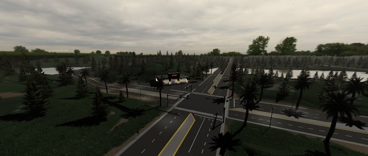 Modern city layout designed for Roblox roleplay