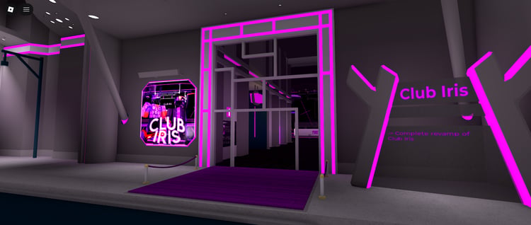 Club Iris interior for social roleplay in Roblox