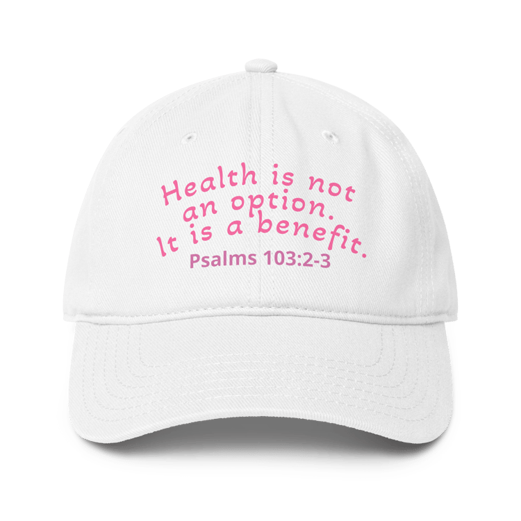 Signature Health is Not an Option Low-Profile White Cap - Verity Boutique