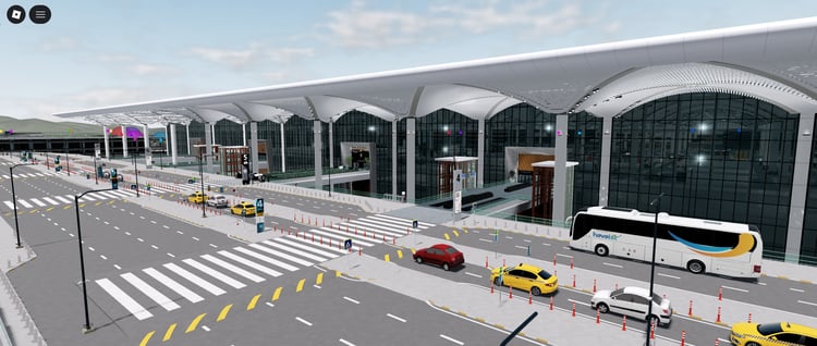 Airport roleplay environment with shops in Roblox
