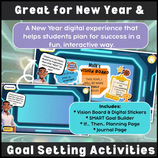 New Year Vision Board 2026 | SMART Goals Writing Activity | Digital Goal Setting