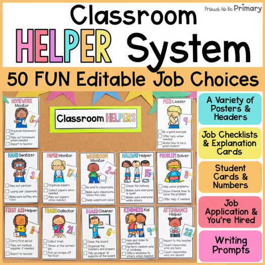 Editable Class Jobs Classroom Management Helpers Job Application Chart Posters