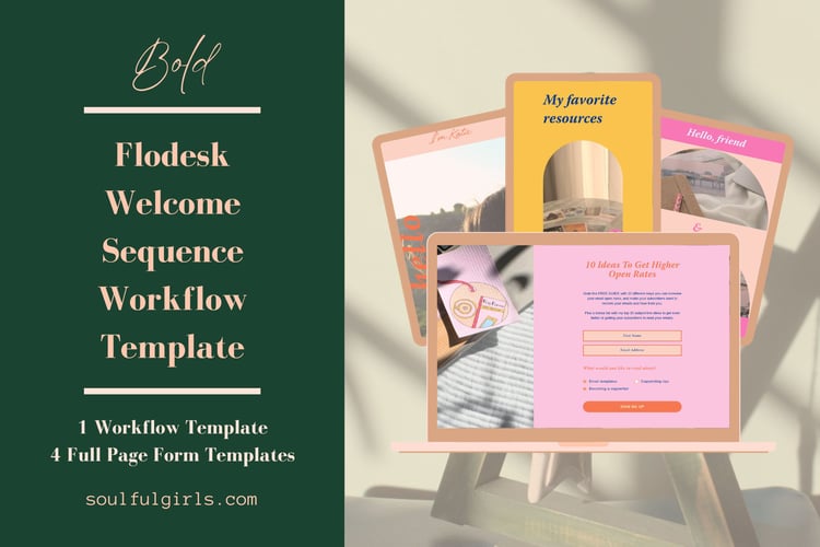 Flodesk Welcome Sequence Workflow Template - Bold. Cover.