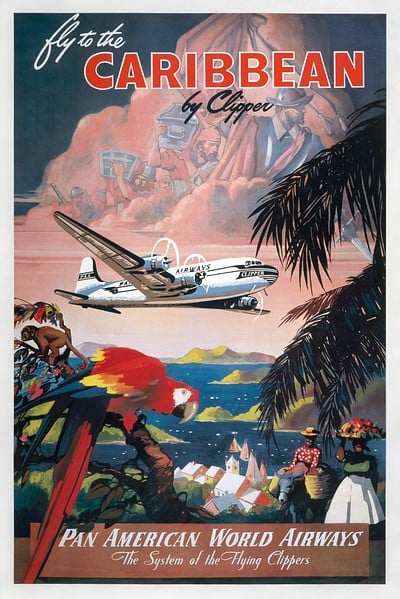 Pan Am Caribbean travel poster
