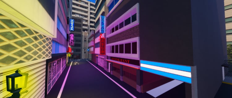 Futuristic neon streets designed for Roblox racing