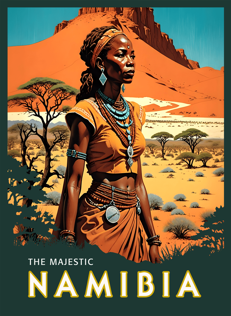 Retro Namibia travel poster