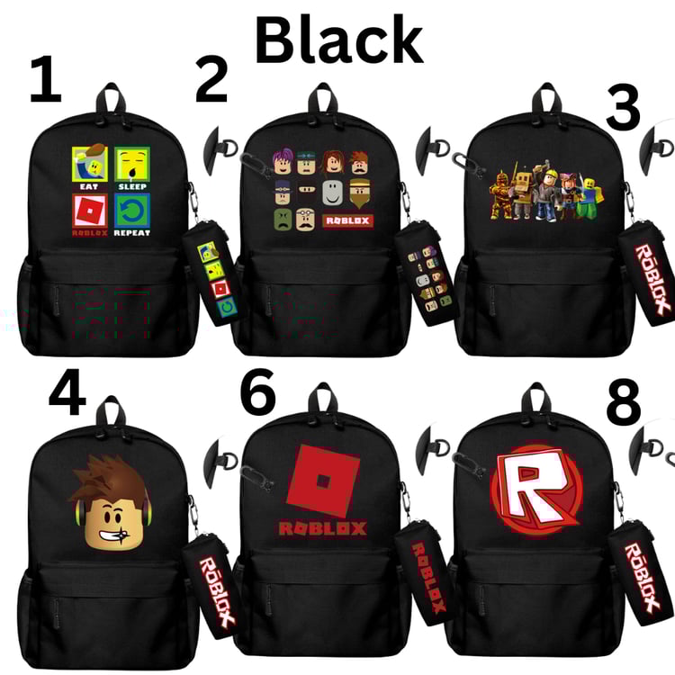 Game-inspired kids school backpack with pencil pouch set