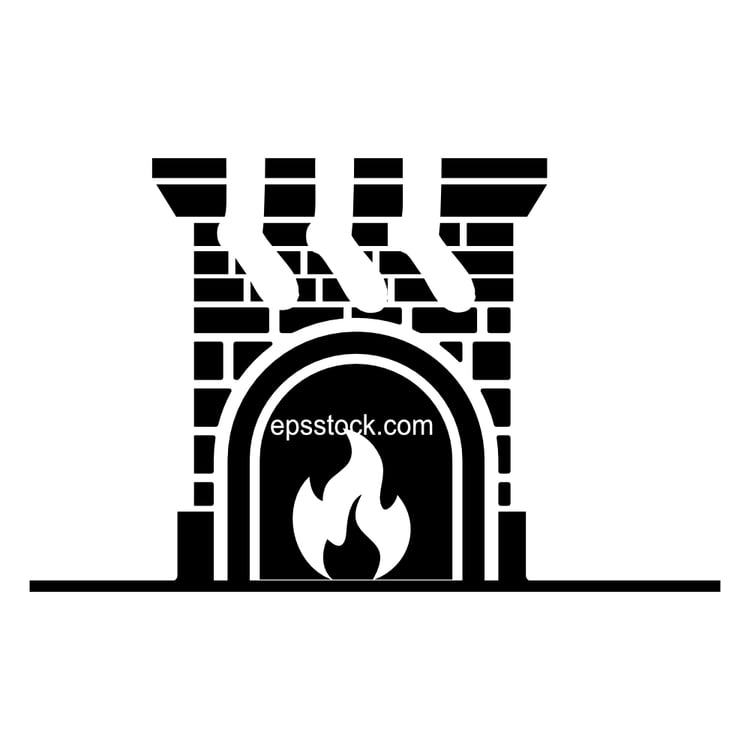 Festive fireplace with stockings