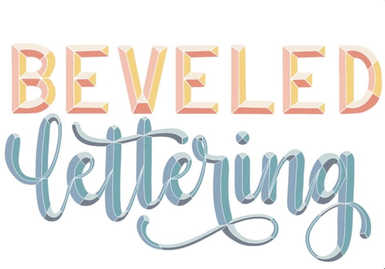 Text reading beveled lettering with block letters and hand lettering combined for a quote aesthetic design
