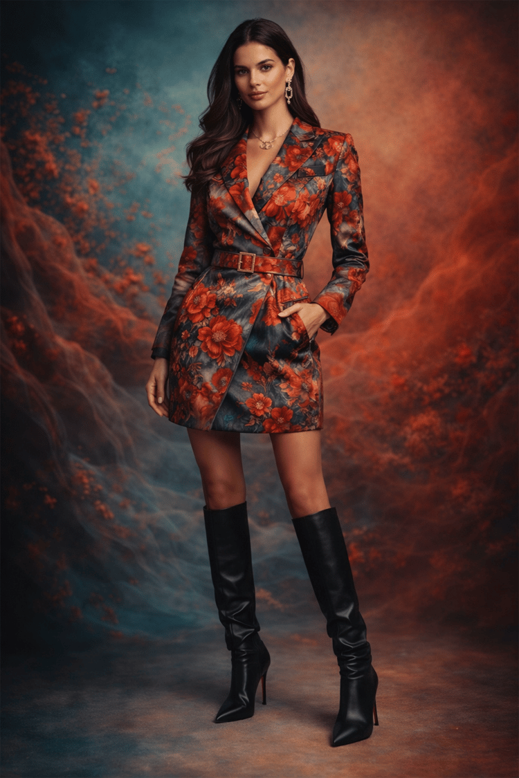 luxury fashion editorial, haute couture, executive feminine power, couture blazer dress, high fashion photography, luxury editorial aesthetic