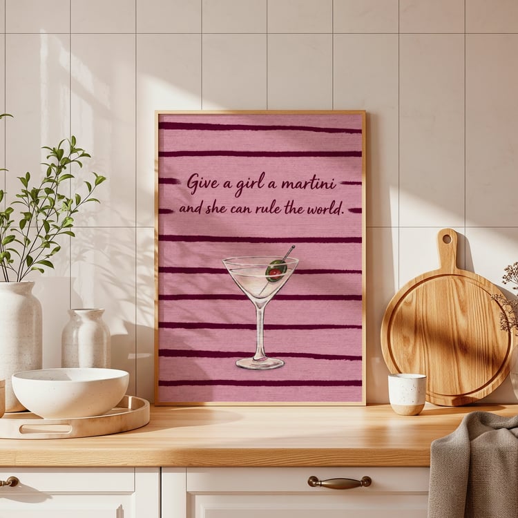 martini wall art, cocktail quote poster, funny bar wall art, pink wall art printable, kitchen bar decor, girls night wall art, cocktail printable poster, retro bar art, modern quote wall art, aesthetic wall art, digital wall art download