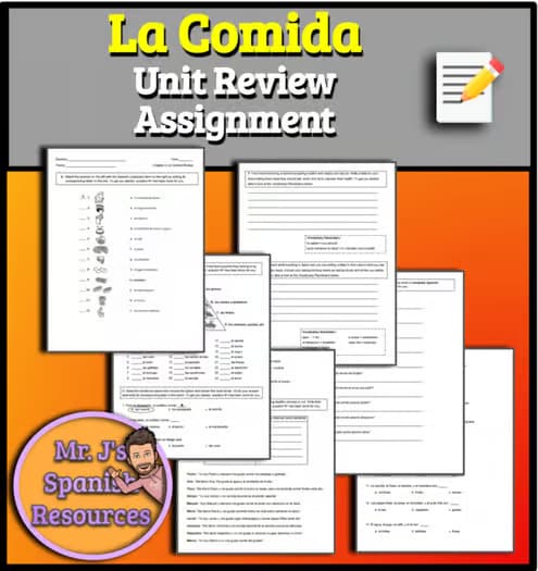 Spanish 1 Food La Comida Review Packet