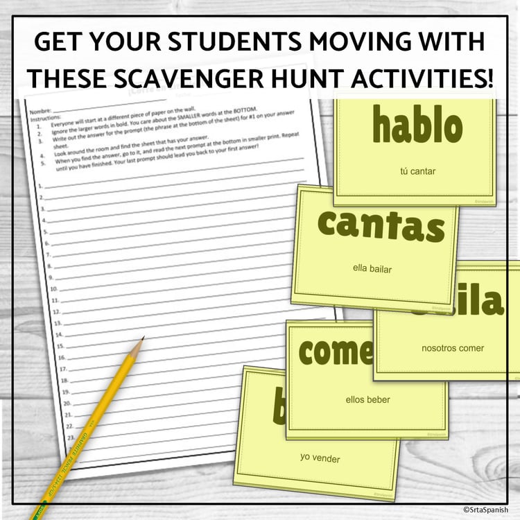 AR ER IR Present Tense Regular Verbs Spanish 1 Final Exam Review Game Sub Plans