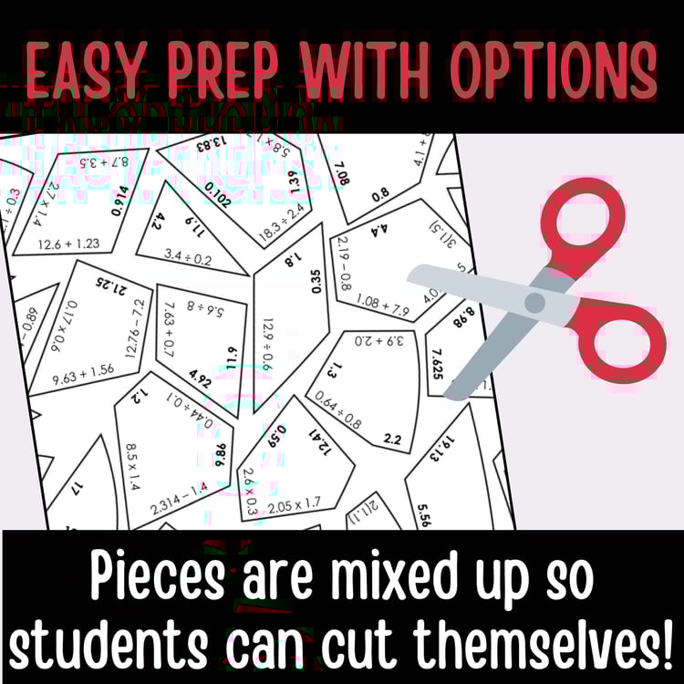 Math Activity HEART PUZZLE: Decimal Operations | Valentines Day | Class Decor