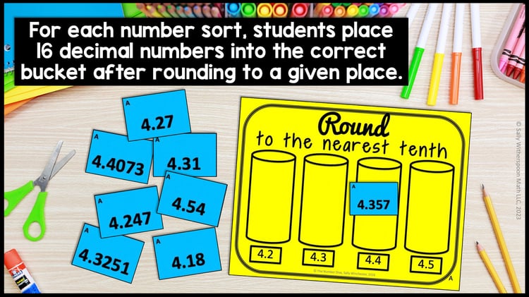 5th Grade Practice Rules Review Round Decimals on a Number Line Place Value Game