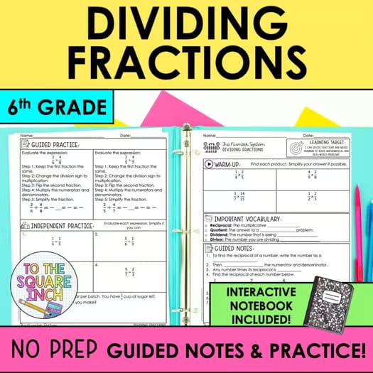 Dividing Fractions Guided Notes and Practice