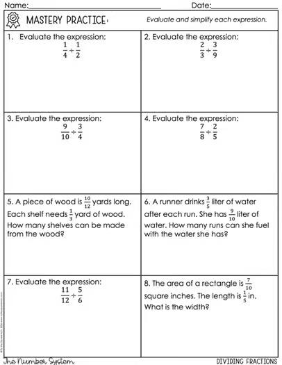 Dividing Fractions Guided Notes and Practice