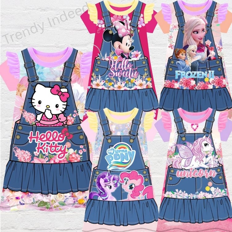 Character-inspired girls dresses with cute cartoon and fantasy themes