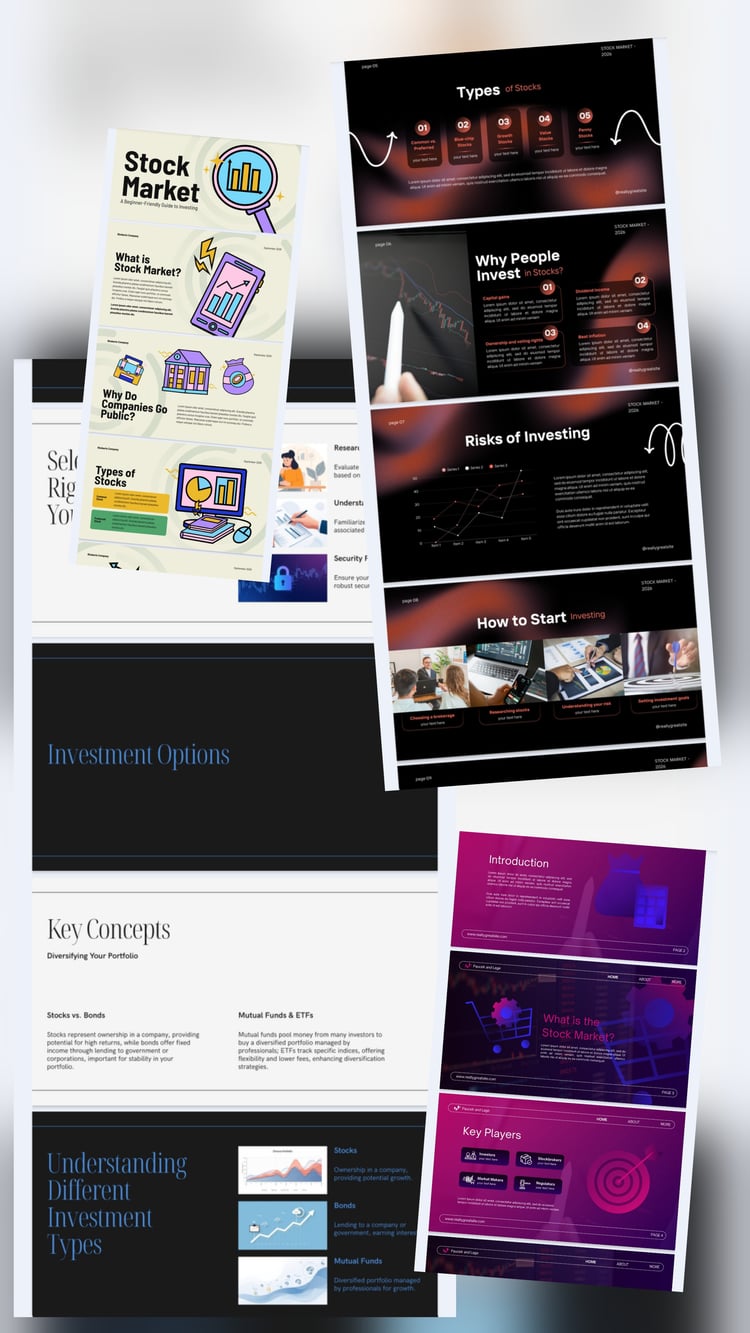 beginner investing bundle investing pdf set stock market basics bundle finance starter kit pdf investing for beginners visual investing guides learn investing pdf