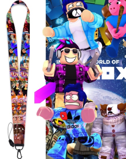 Kids gaming-style lanyard with cartoon block theme 45cm