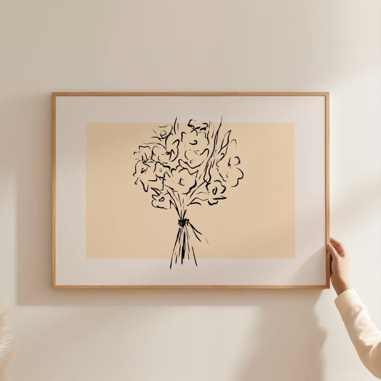 minimal floral wall art, floral line art print, botanical wall art printable, neutral flower poster, line drawing bouquet art, minimalist botanical art, modern floral wall decor, beige wall art download, printable floral art, Japandi wall art, Scandinavia