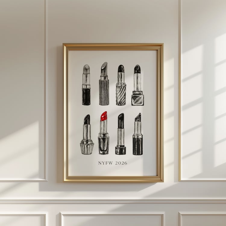 nyfw 2026 poster, fashion week wall art, lipstick illustration print, fashion illustration poster, vogue style wall art, beauty wall decor, minimalist fashion art, runway inspired print, modern fashion poster, fashion studio decor, digital download wall a