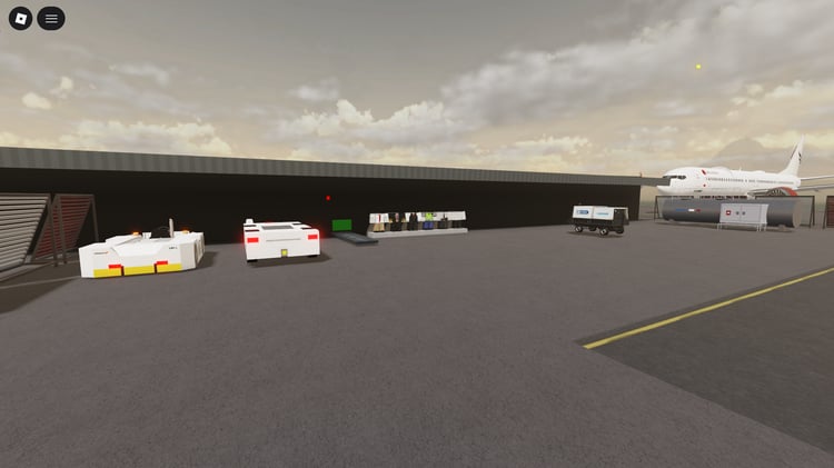 Fully modeled airplane inside Roblox airport