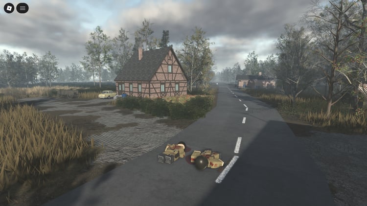 Broken infrastructure and debris-filled battlefield