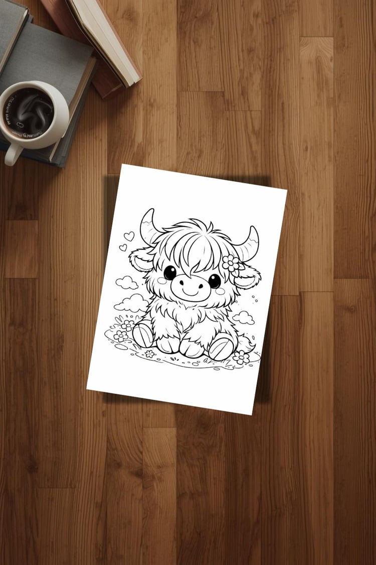 Printable cow coloring page for kids, classrooms, homeschool, adults and calm-down activities.