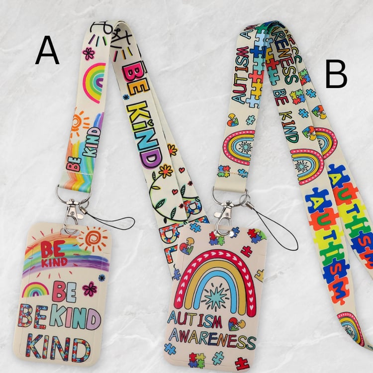 Autism awareness Be Kind lanyard with ID card holder