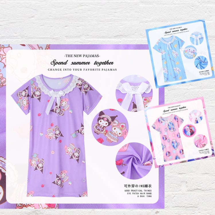 Girls pajama sleep dress inspired by popular cartoons