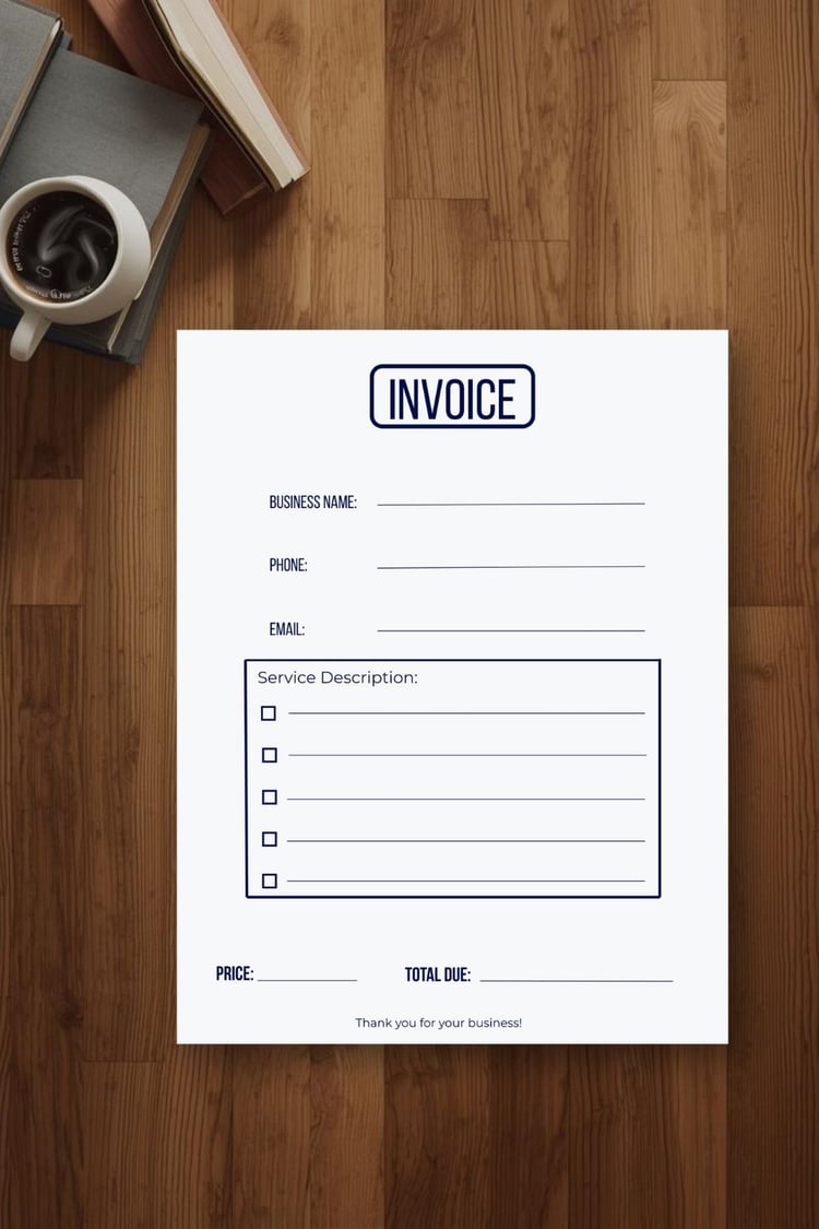 Simple printable invoice template for freelancers and small businesses