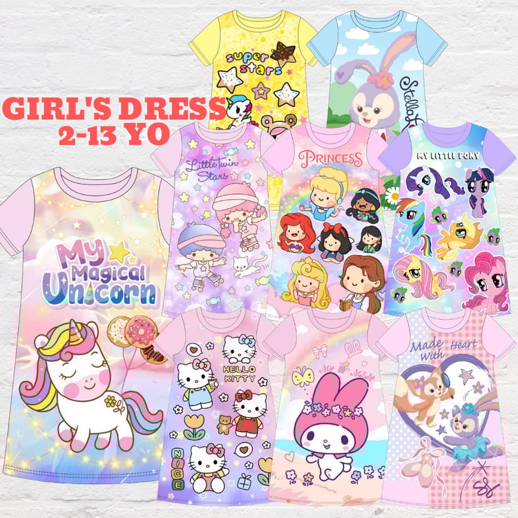 Kids cartoon-inspired cotton dress for daily wear
