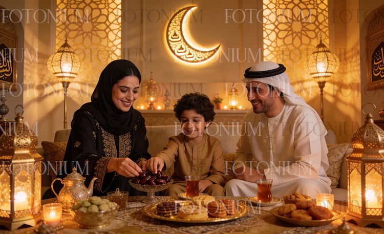 Arab Family During Ramadan and Iftar Celebrations