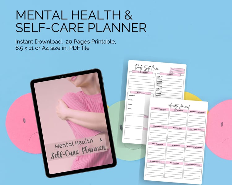 Printable self-care journal for stress management and balance