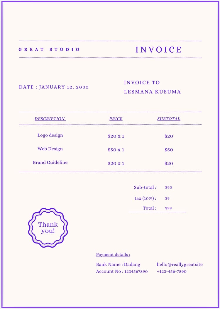 Looking for a clean, professional invoice template that’s easy to edit?  This editable Canva Invoice Template is perfect for freelancers, small business owners, digital sellers, and service providers who want a polished, minimal look.