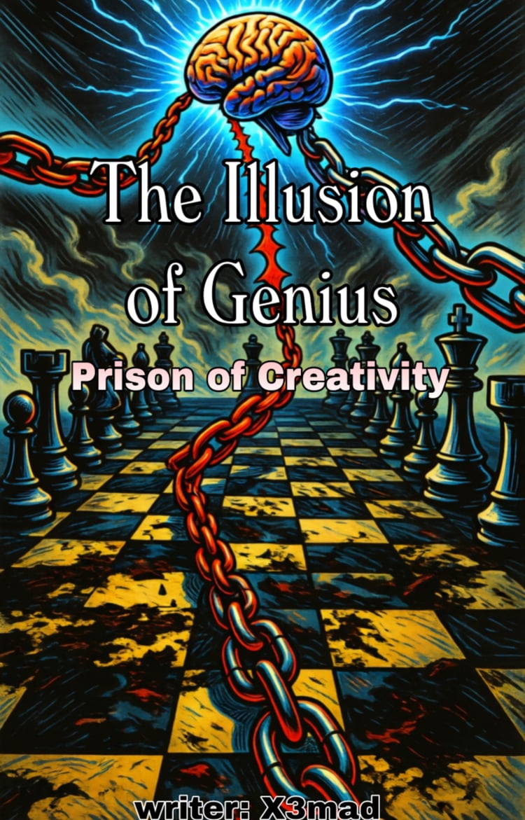 Brain in chains escaping chessboard representing how chess kills creativity