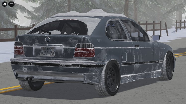Realistic Roblox model of 2000 BMW 323ti Sport STurbo in city scene