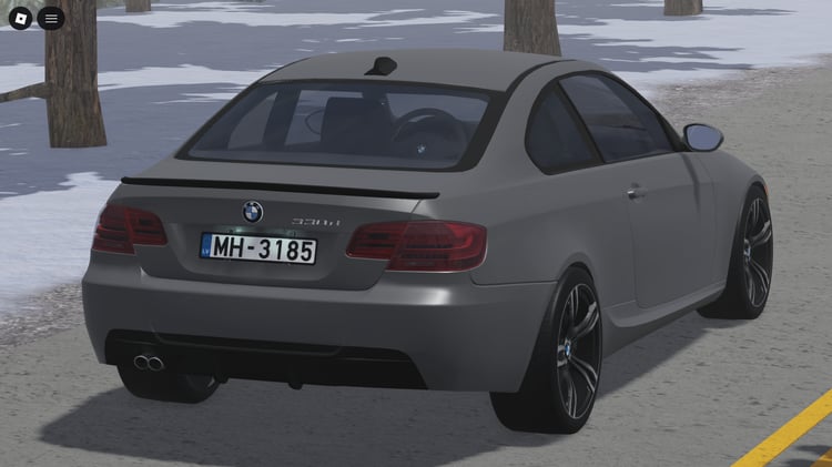 Realistic Roblox model of 2007 BMW E92 330D xDrive in city scene