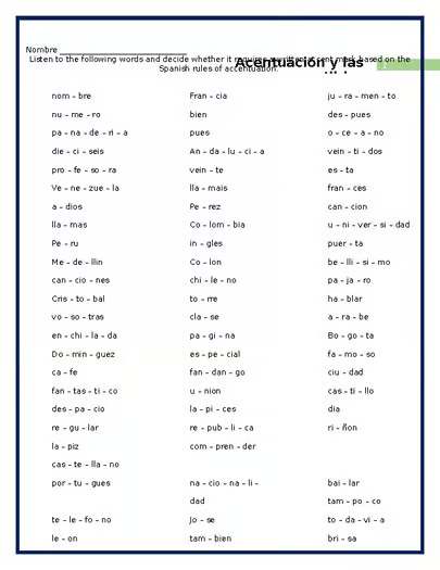 Spanish Accent Marks and Stress