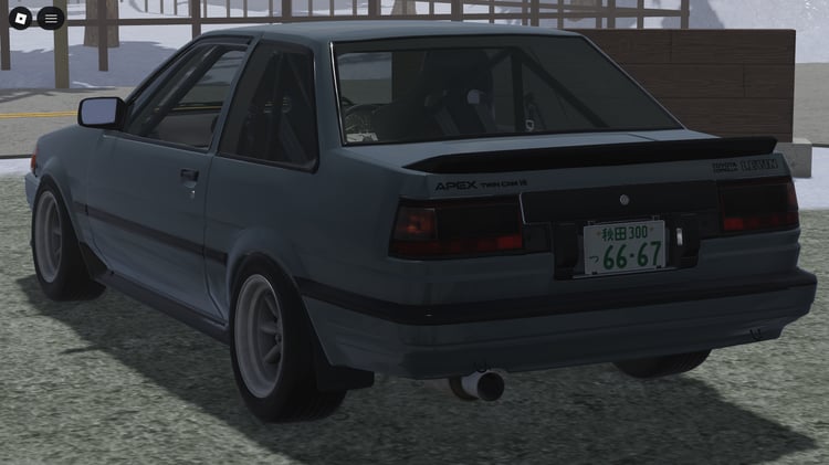Realistic Roblox model of 1986 Corolla Levin Coupe in city scene