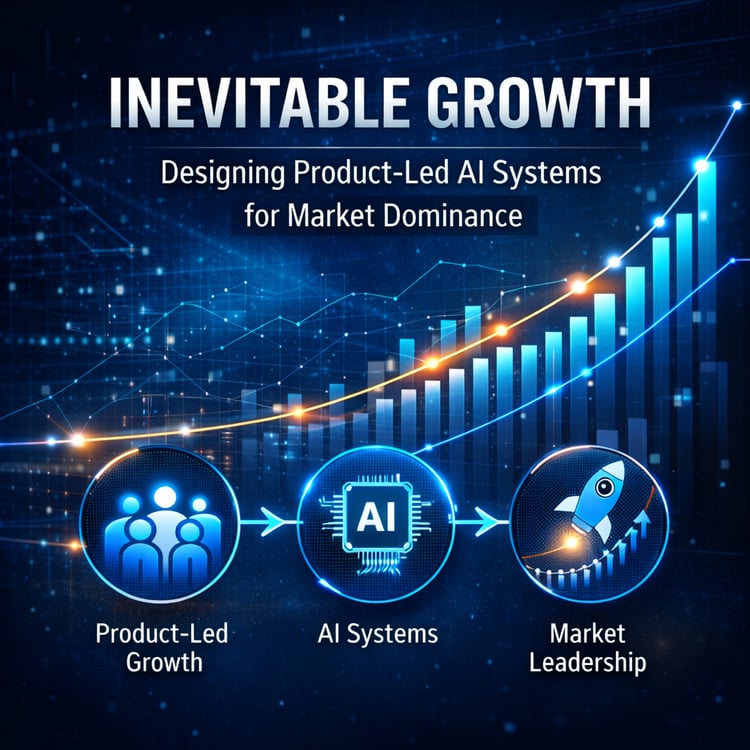 Premium SaaS growth guide explaining how to combine Product-Led Growth and AI to reduce churn, increase retention, and build a self-reinforcing revenue system for long-term market leadership.