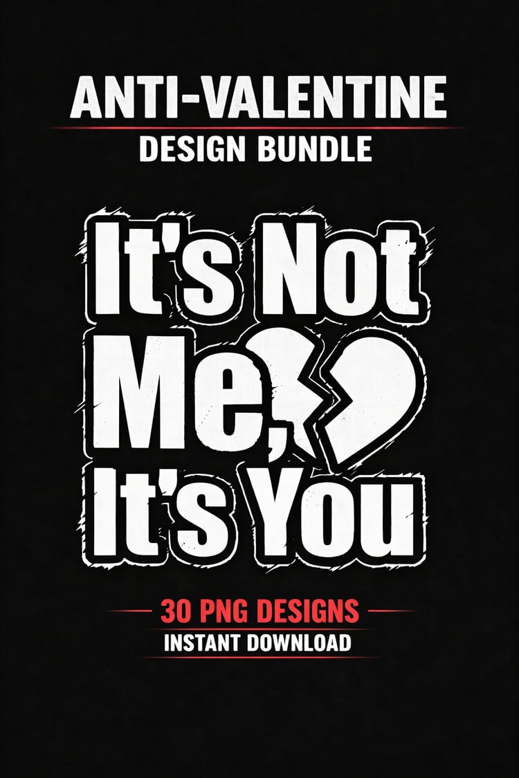 Anti-Valentine SVG PNG Bundle 30 Designs for Cricut and Silhouette sarcastic love quotes digital download  Imagen 2 (La que va a subir ahora): > Collection of 30 funny anti-valentine graphic designs for t-shirts and stickers instant digital access