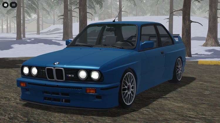 Realistic 1990 BMW E30 M3 parked on Roblox map