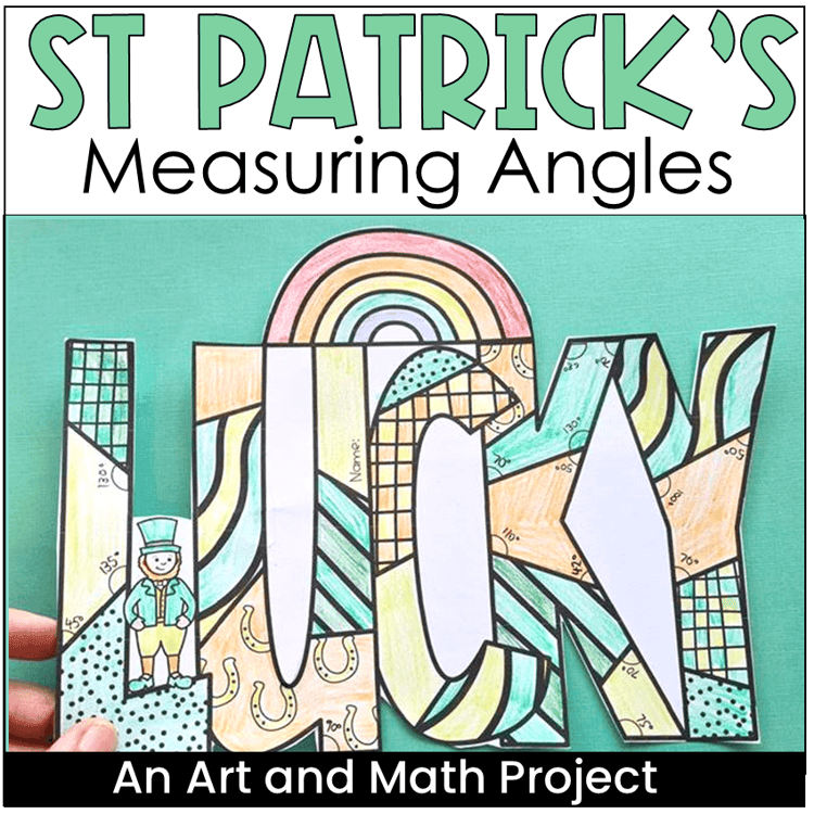 St Patricks Day measuring angles math art project.