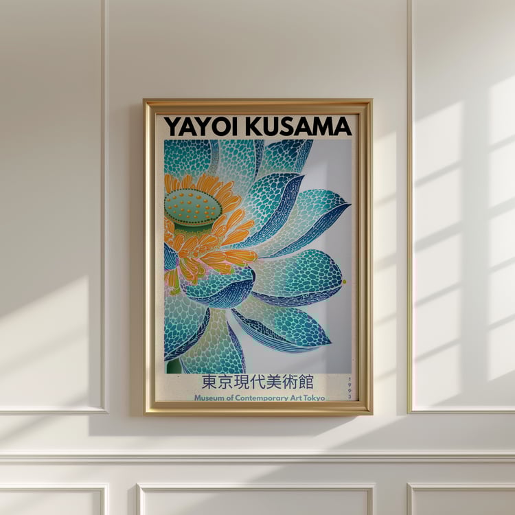 yayoi kusama, yayoi kusama print, famous artist poster, flora artwork, japanese prints, japan printed poster, wall decoration gift, art poster, contemporary art, modern home decor, plants nature, retro wall art japan, vintage art poster, floral wall art, 