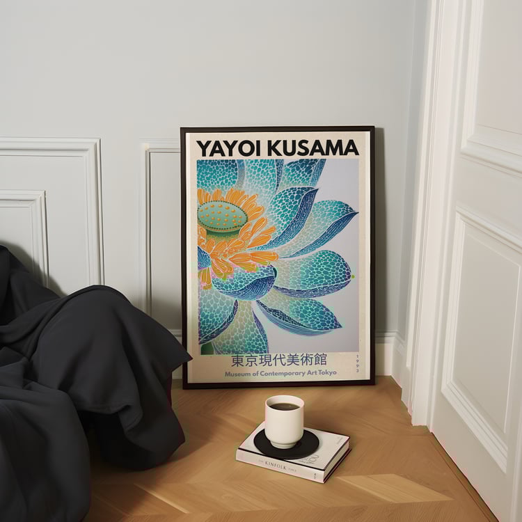 yayoi kusama, yayoi kusama print, famous artist poster, flora artwork, japanese prints, japan printed poster, wall decoration gift, art poster, contemporary art, modern home decor, plants nature, retro wall art japan, vintage art poster, floral wall art, 
